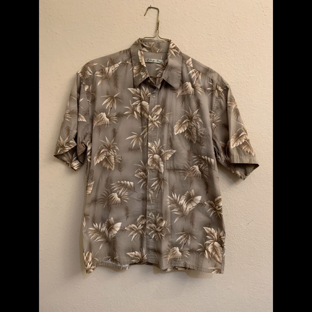 BATIK BAY Button Down Hawaiian Shirt Brown with Hawaiian Floral size L